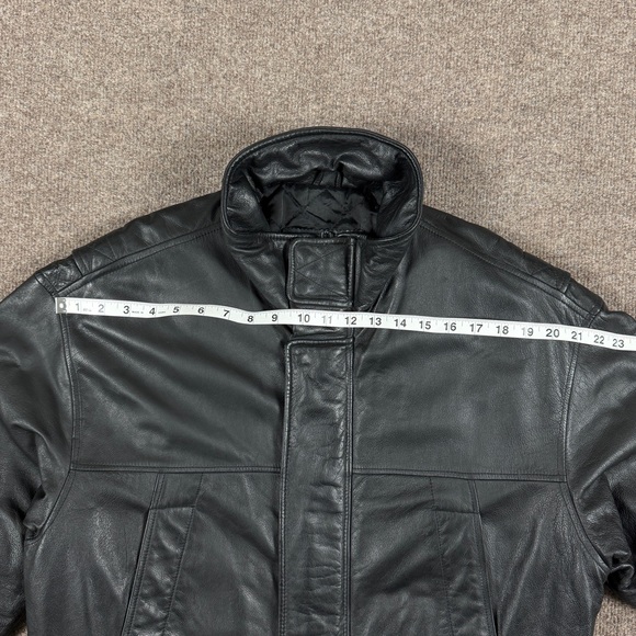 London Fog Black Genuine Leather Full Zip Heavyweight Jacket Men’s M Quilt Lined - Picture 9 of 11